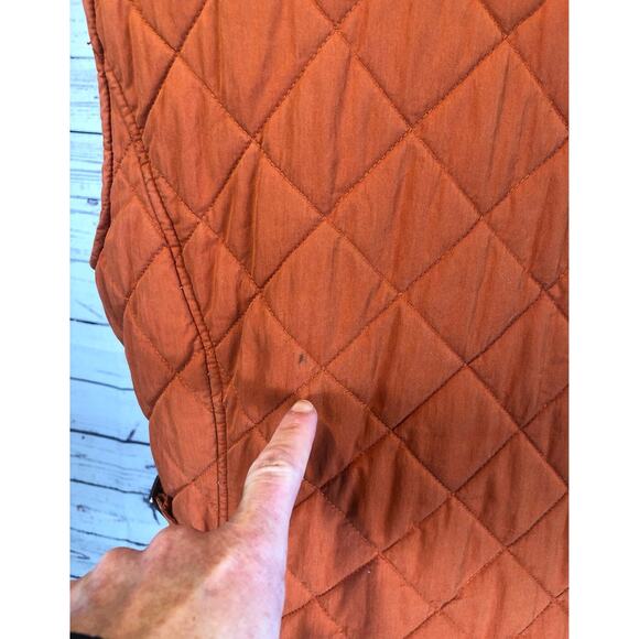 L.L. Bean Quilted Orange Fall Vest With brown corduroy collar size XL - Picture 8 of 12